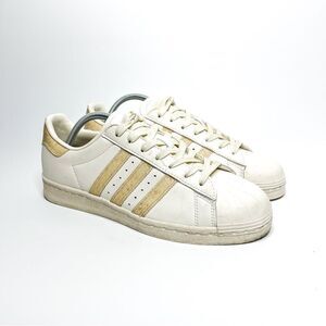 🍋 Adidas Originals Superstar Sneakers Men’s Sz9.5 White w/Beige Flecked Stripes